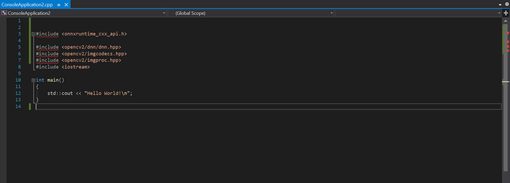 Guide to installing Onnxruntime and OpenCV for C++ projects using Visual Studio and NuGet packages.